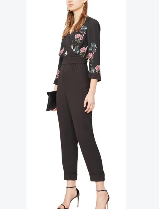 Ted Baker Pants - Ted Baker Eleaan oracle Black Cropped Turn-Up Hem Tapered jumpsuit size 8 (3)